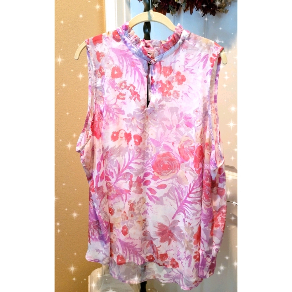 *Sold*Sheer Sleeveless Flora Blouse